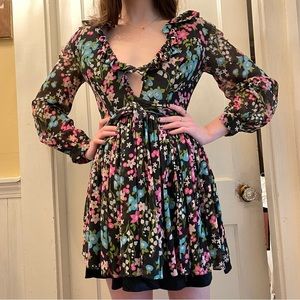 Vtg AMAZING silk crepe chiffon mod party cocktail dress